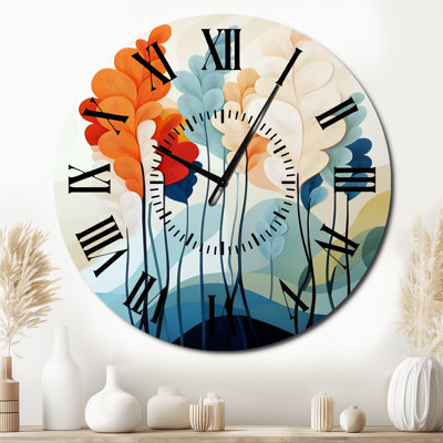 Horloge murale bohème en métal, motif Pampas Layers, sans tic-tac, imprimée sur métal