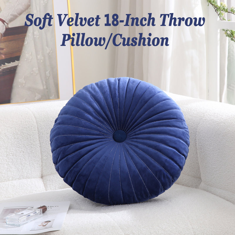 Coussin décoratif en velours 18 po Pumpkin Seat, Bleu marine