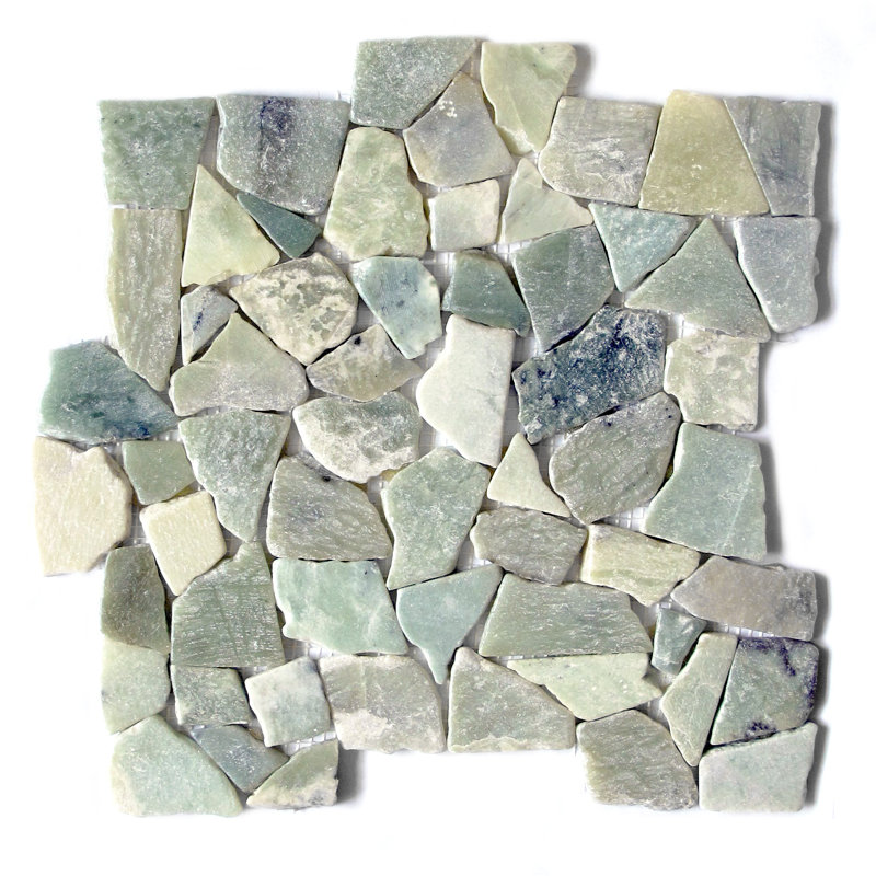 Jade Flat Random Sized Marble Mosaic Tile in Green