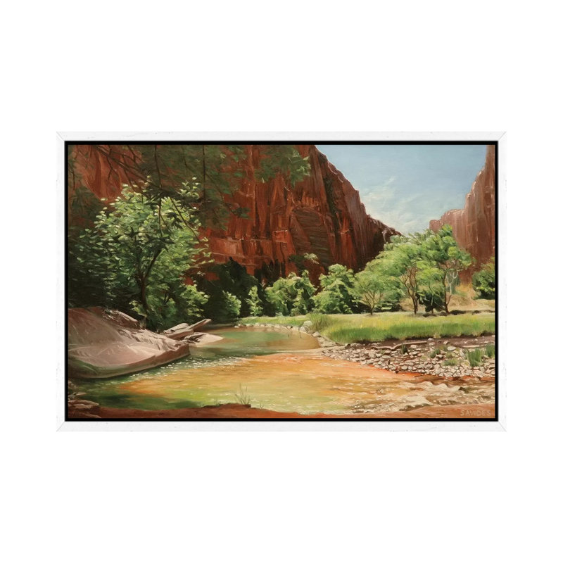 Zion - Along The North Fork Virgin River 1 Piece Wall Art on Canvas, 66.04 cm H x 45.72 cm W, White Framed