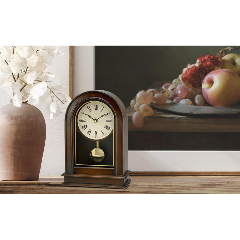 Horloge, plateau de table, brun noyer