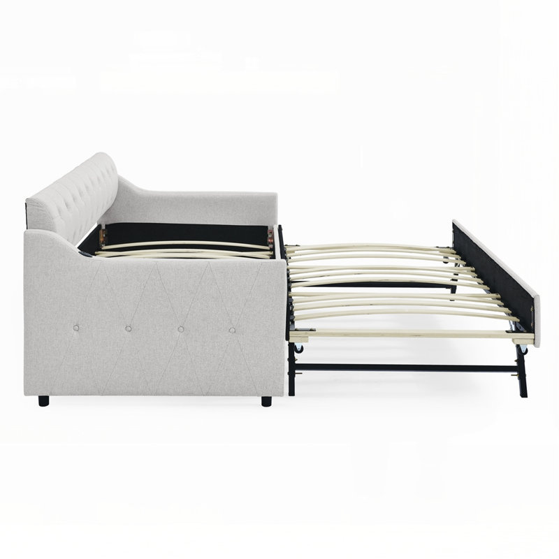Lit de jour simple avec lit gigogne, Beige