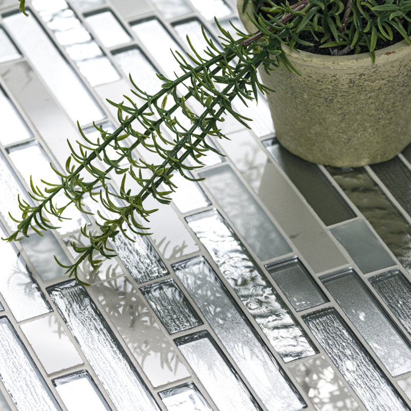 Luna Bristol Interlocking 12 in. x 12 in. Glass Porcelain Blend Mosaic Wall Tile