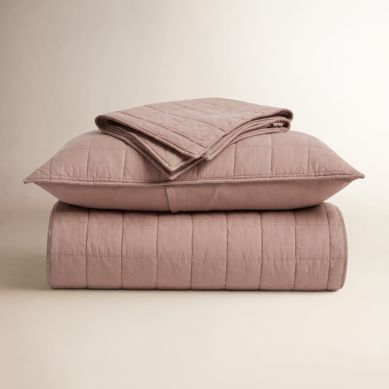 Cotton Quilt Set, Terracotta Clay, King Quilt + 2 King Shams