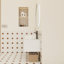 Meuble-lavabo flottant avec lavabo vasque en marbre veiné doré, conception murale avec rangement ouvert, finition blanche moderne et peu encombrante-780405215-780405208