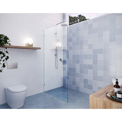 Vela 35.5 in. x 78 in. Fully Frameless Single Fixed Shower Panel