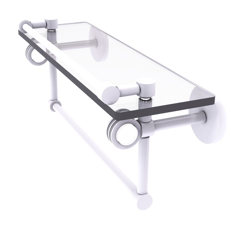 Tablette murale galerie de verre Margolis, Blanc mat, H 6,7 po x l 16 po x p 5,8 po
