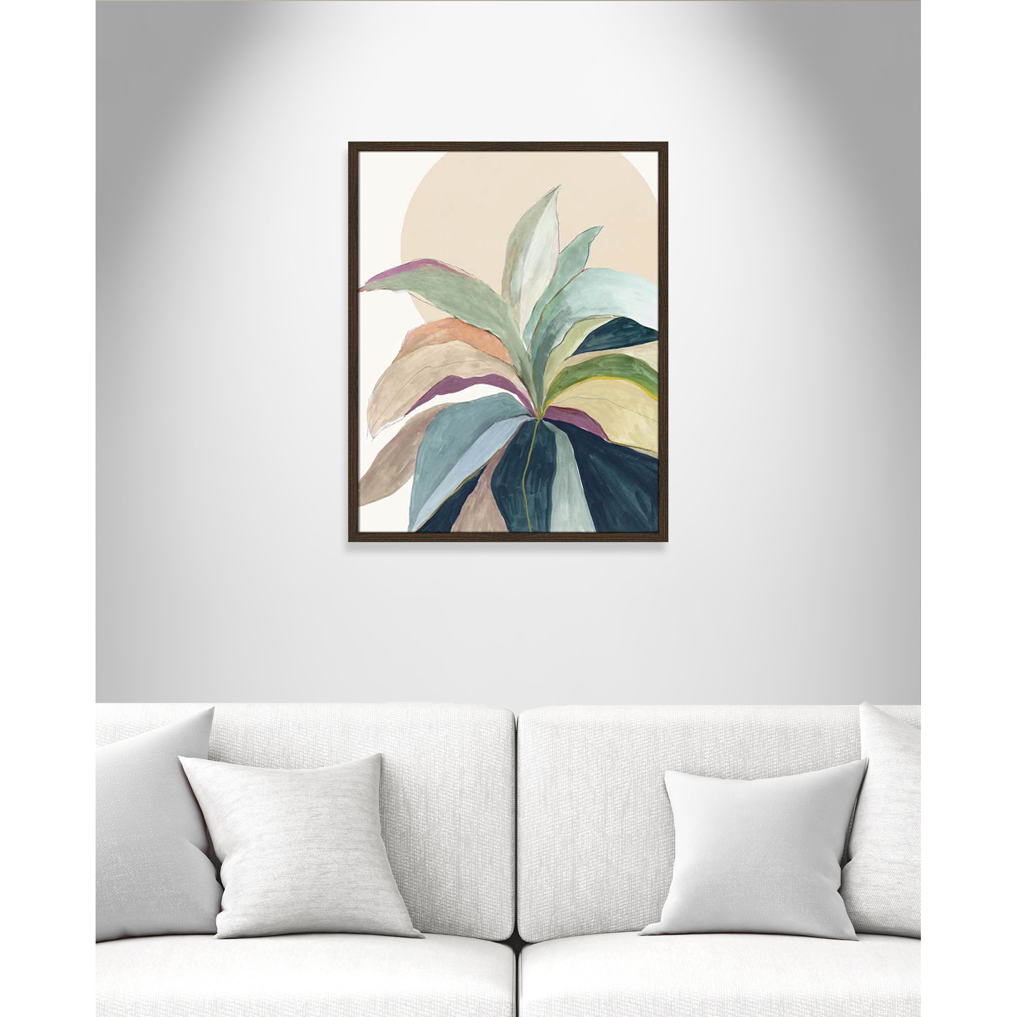 Sunny Bright Leaves II by Asia Jensen, 29.5" H x 23.5" W x 0.75" D, Walnut Slim Unmatted Picture Framed