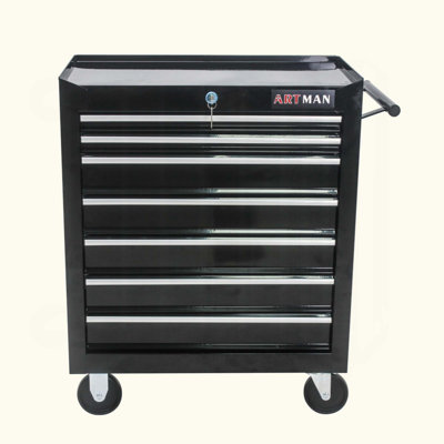 7-Drawer Multifunctional Tool Cart With Wheels And Key Locking, Durable And Mobile For Workshop Use