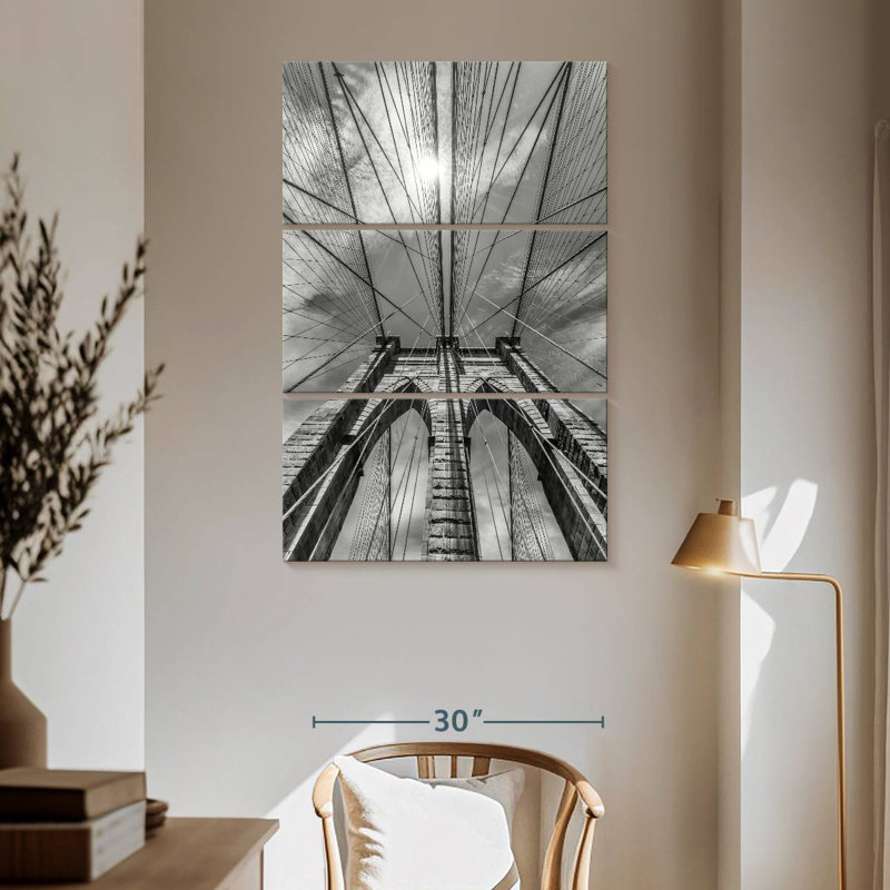 Lilie Brooklyn Bridge Structure Sky View, 65" H x 42" W