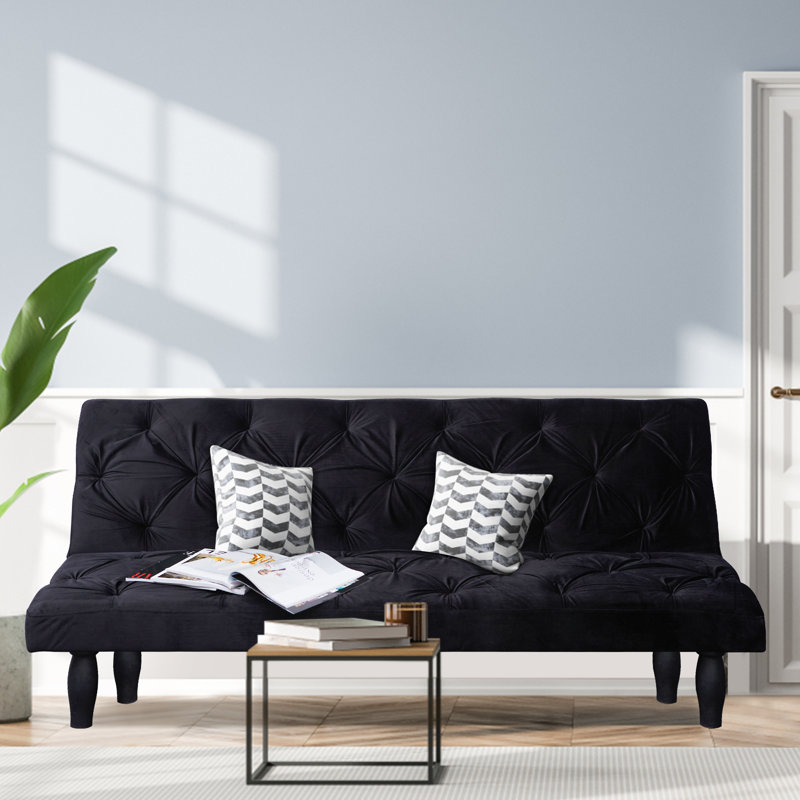 Causeuse inclinable rembourrée 65,8 po Gimena, Velours noir