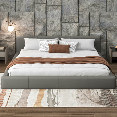 [Stylish Gray Upholstered Bed] - The Ideal Choice for Your Bedroom, KING