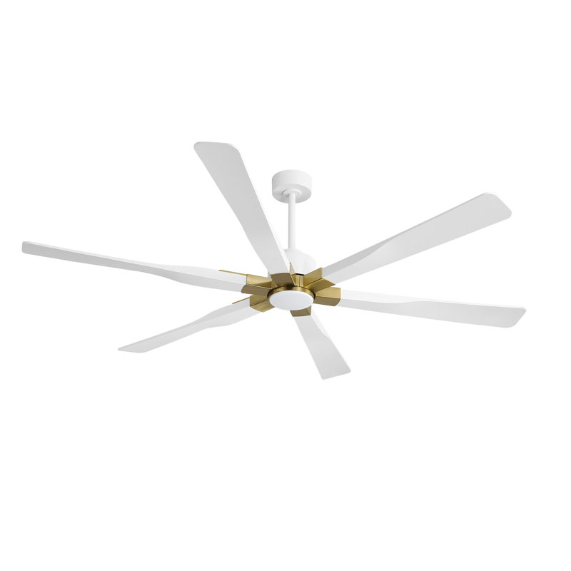 Ventilateur de plafond d'intérieur à 6 pales 68 "/ 78" avec télécommande et éclairage , Blanc, 78 po de largeur