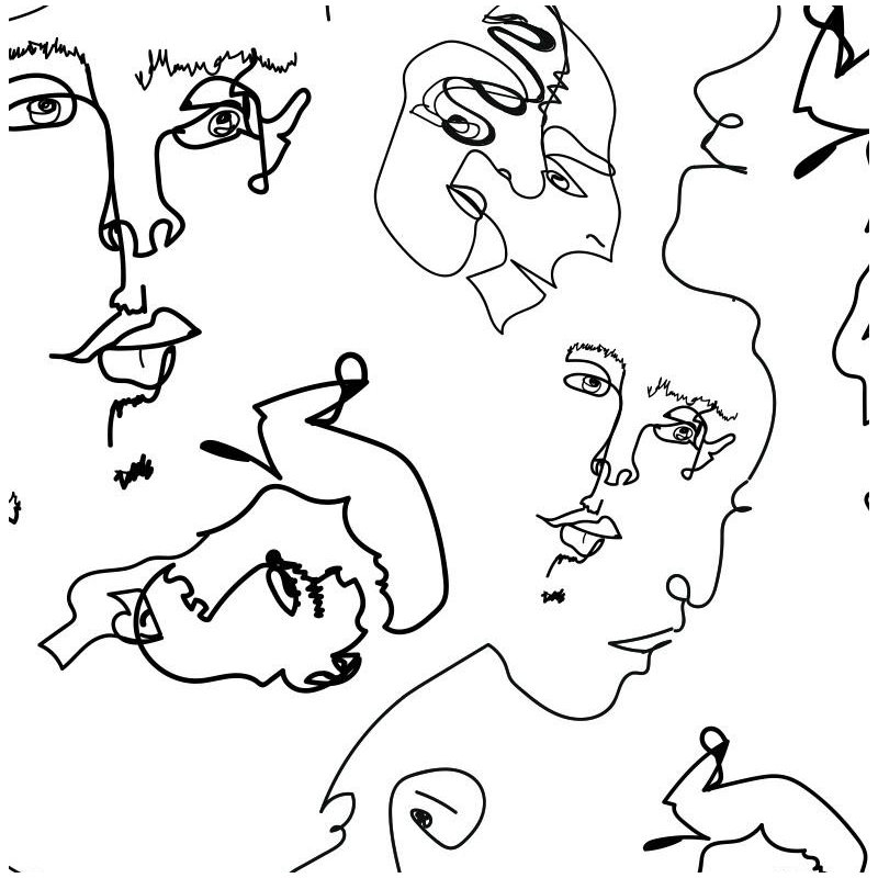 Lets Face Abstract Peel & Stick Wallpaper Roll by Jamie Graney, White/Black