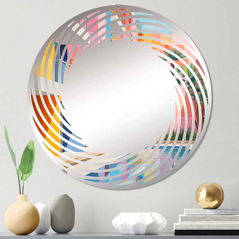Minimalisme hôtels loge III - Miroir mural en spirale-MIR113931-Rond, 23,6 po x 23,6 po