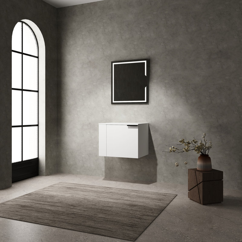 Meuble-lavabo de salle de bain 24 po pour grands espaces de salle de bain - Armoire moderne sans lavabo, chêne blanc américain, blanc composable, composable lumineux et brillant, brillant