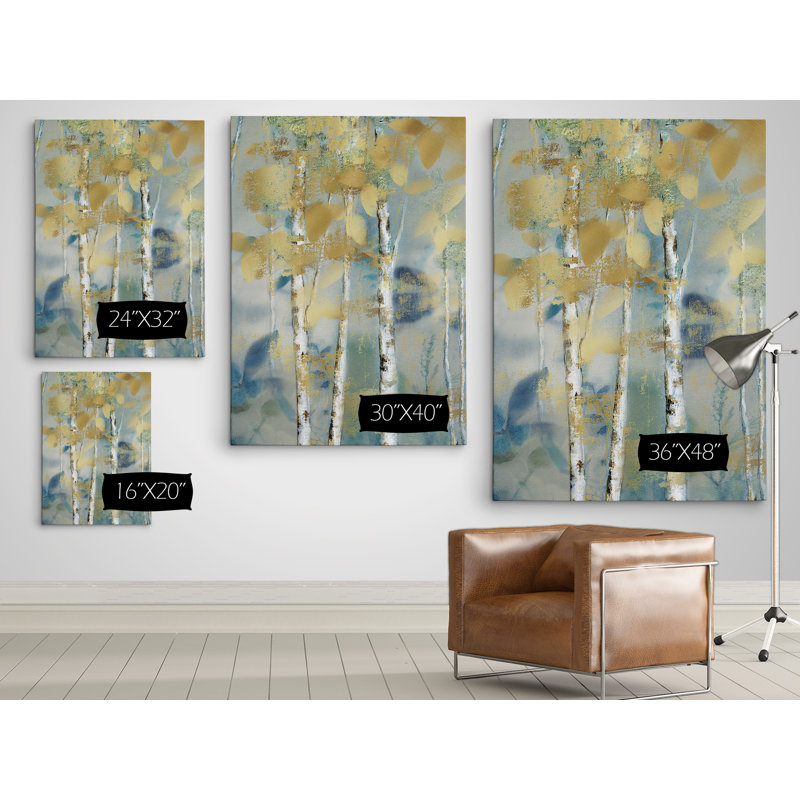 «Gilded Forest Détail I», reproduction de peinture à l'huile sur toile tendue, H 36 po x l 48 po x P 1,5 po