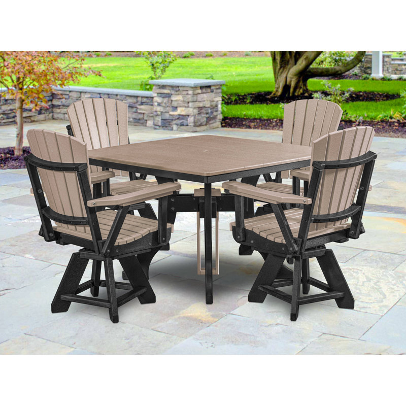 Alyxzander 4 - Person Patio Dining Set with Square Table, Black/Light Brown