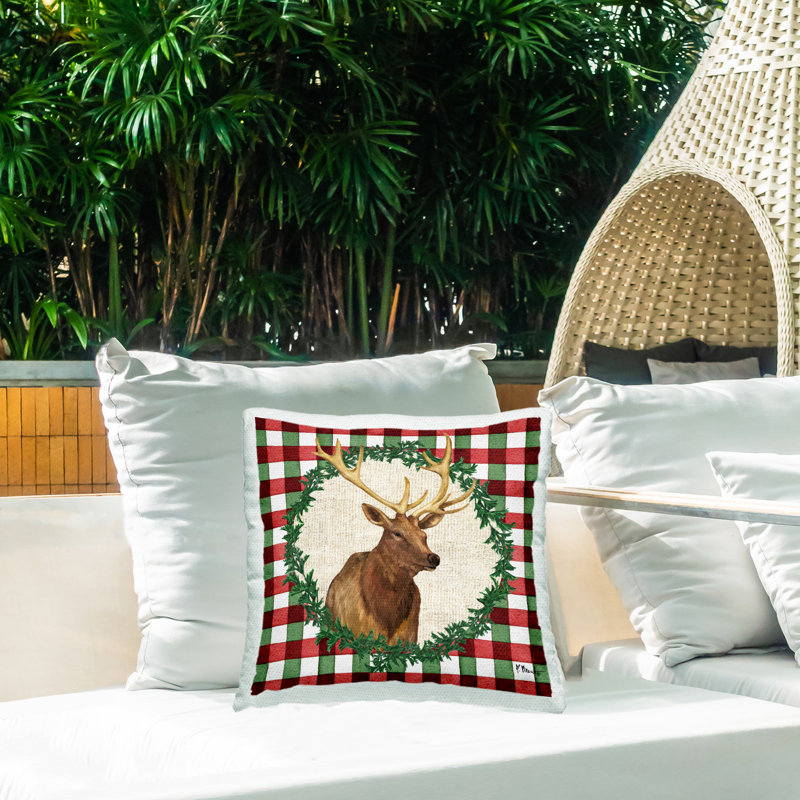 Coussin d'extérieur à motif écossais Stupell Industries
