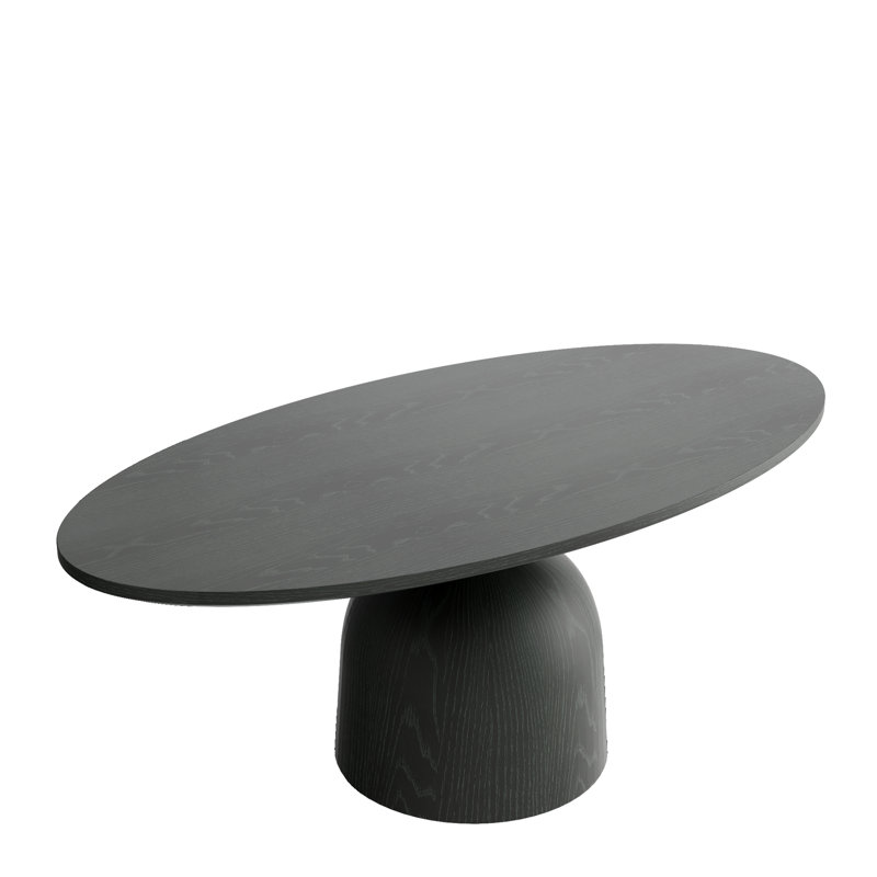 Table basse Mid-Century moderne ovale avec structure en bois d'hévéa, H 16,93 po x L 23,42 po x l 47,24 po