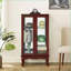 Armoires | Vitrine lumineuse en cerisier lumineux, solide & amp; Bois composite avec tablettes réglables, dossier en miroir | Traditionnel | Salon-1791286181