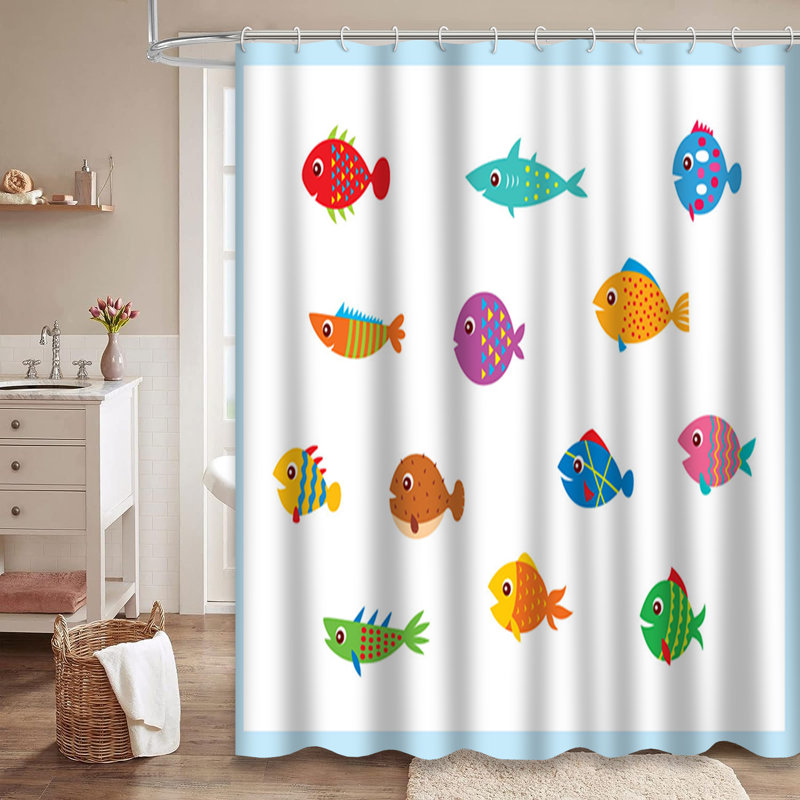 Rideau de douche mignon avec 12 crochets, L 72 po x l 72 po
