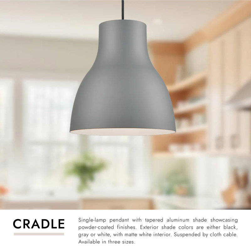 Cradle 1 - Light Pendant, Gray, 14" H x 13" W x 13" D