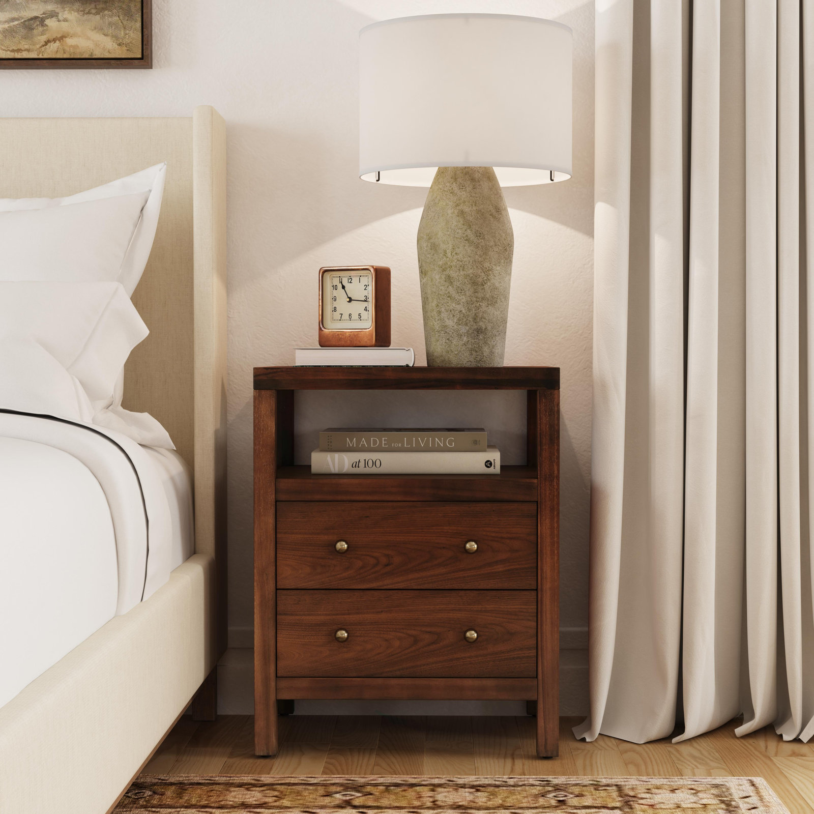 Celine 21" 2-Drawer Nightstand, Walnut