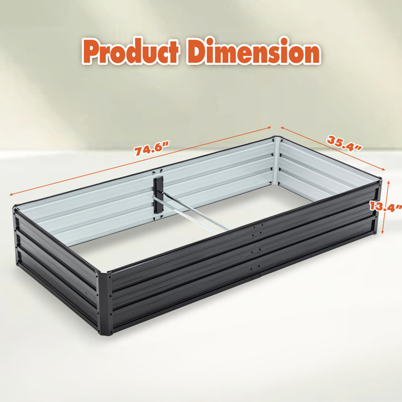 6X3x1 Ft Galvanized Metal Raised Garden Bed, Black Outdoor Planter For Various Plants, Safe And Stable With Internal Hemming Edge Steel Bed Outdoor, Box Vegetables, Flowers, Herbs Succulents, Extra