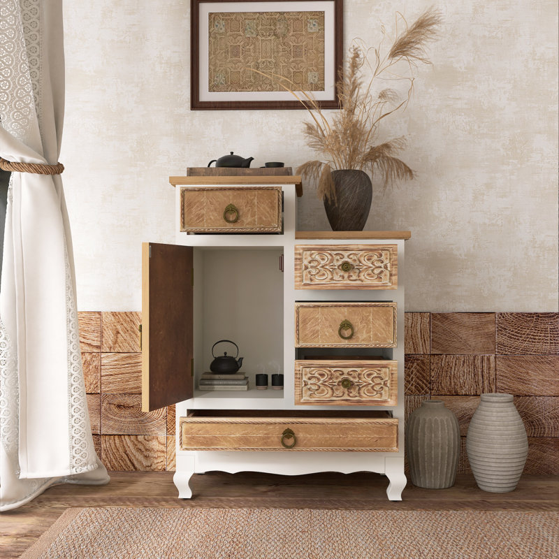 Armoire de rangement à finition texturée - Conception polyvalente avec tiroir et tablette