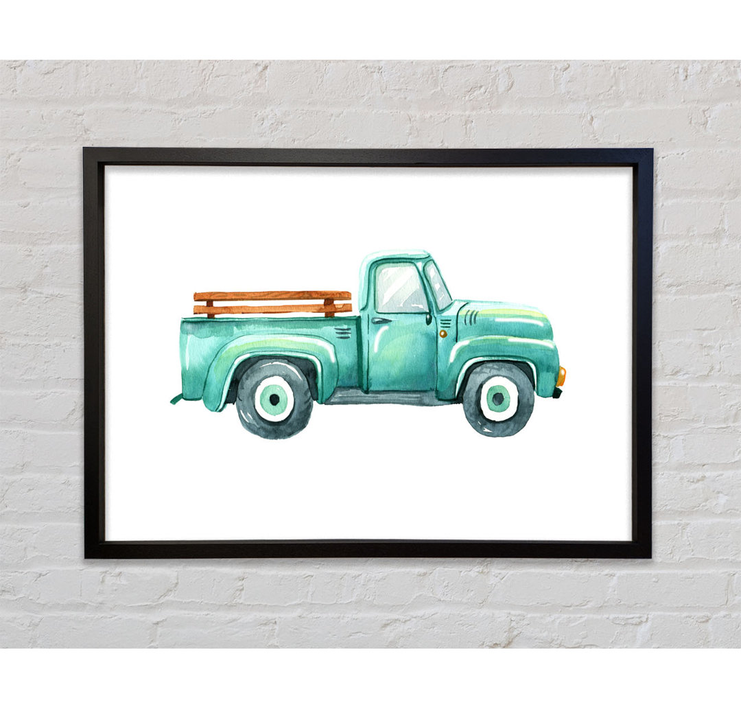 Pick Up Truck Aquarell - Einzelner Bilderrahmen Kunstdrucke auf Leinwand