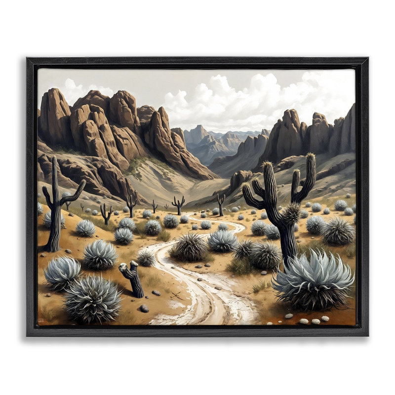 Cadre flottant Cactus Canyons Pathway, conception de Tabz Jones, Cadre flottant noir de jais, H 17 po x l 21 po