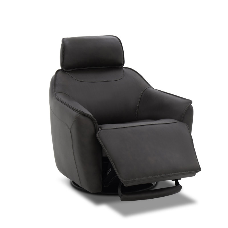 Alessia Swivel Accent Chair W/ Power Footrest & Tilt, Brown