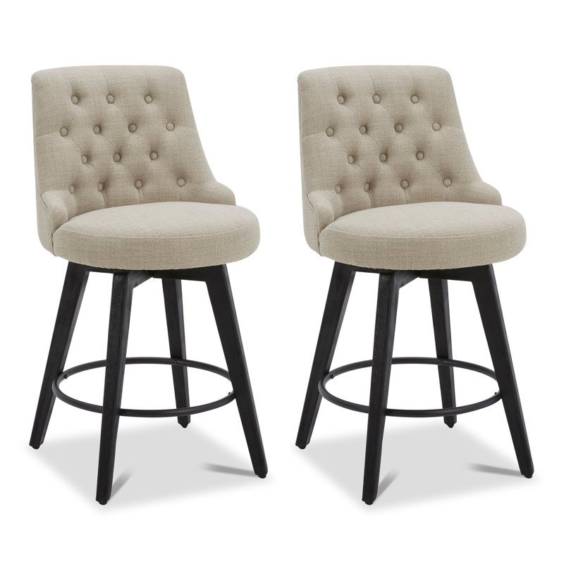 Arjean Swivel Upholstered Counter Stool, Tan, Counter Stool (26" Seat Height)