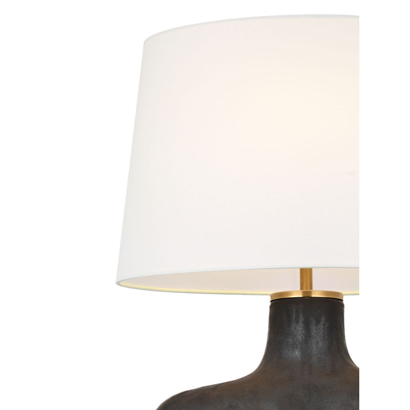 Beton Medium Table Lamp with Linen Shade, Stained Black Metallic