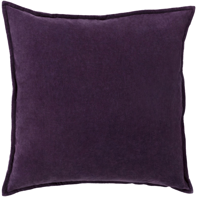 Coussin décoratif en velours de coton Edgar Square, Mauve, Polyester/ bourre en polyester, H 18 po x l 18 po