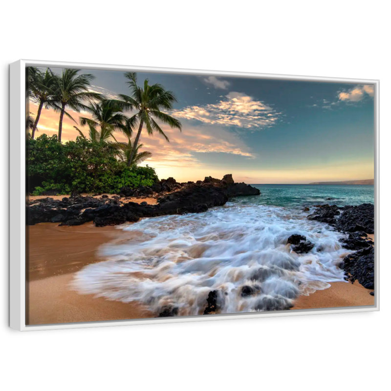 Maui, baie de Makena, Borasisi, Cadre flottant blanc, 31 po x 21 po