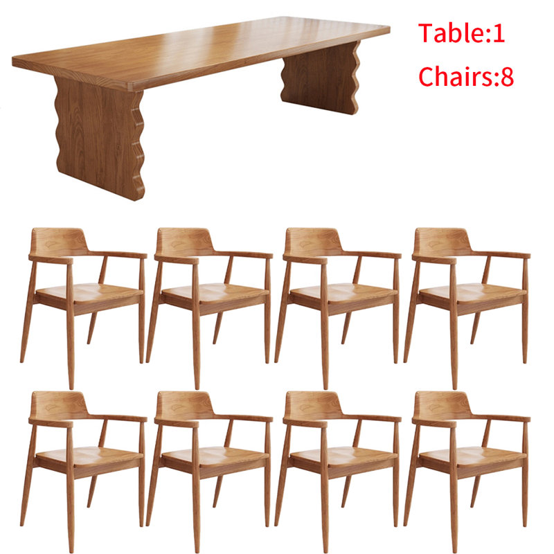 Ensemble de table rectangulaire en bois massif de style nordique., H 29,5 po x L 86,6 po x l 35,4 po