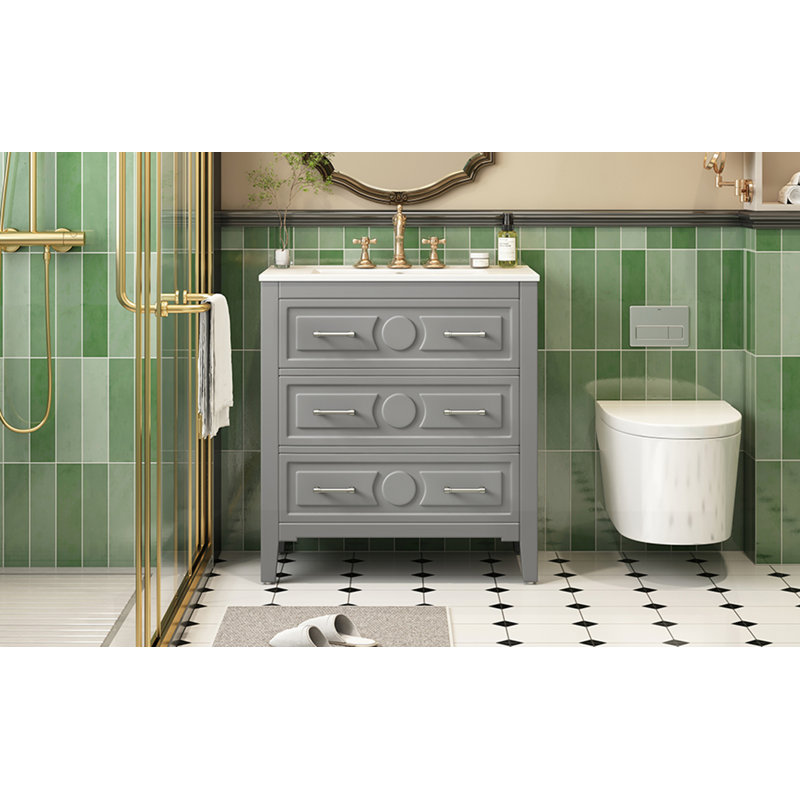 30" Bathroom Vanity with Ceramic Sink Combo