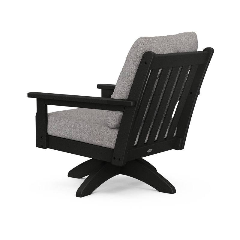 Lakeside Vineyard Deep Seating Swivel Chair, Grey Mist, Black