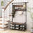 Coat Rack 4-in-1 Hall Tree With 11 Hanging Hooks, Shoe Bench, 2-tier Shoe Rack-1791587666