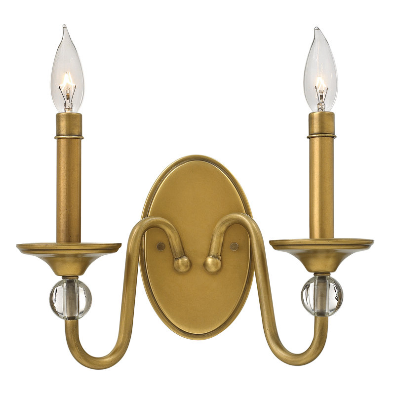 Eleanor 2-Light Candle Wall Light, Heritage Brass