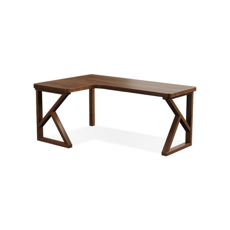 Bureau d'écriture rectangulaire en bois massif brun noisette, Retour à gauche, H 29,53 po x l 62,99 po x P 39,37 po