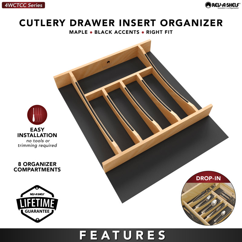 Tiroir à couverts en érable massif 16-1 / 4 "X 19-1 / 2" avec détails noirs Craftsman, 16.22"
