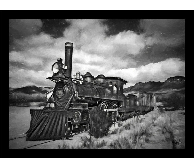 «Railroad Train Black and White», reproduction de photo encadrée, H 12 po x l 16 po x P 1,25 po