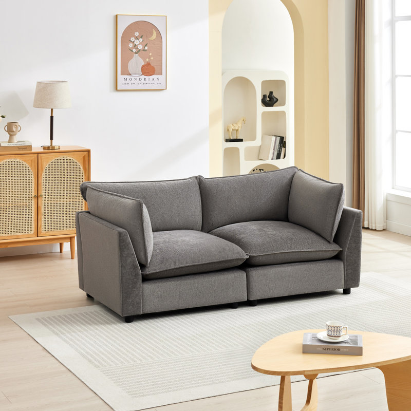 Canapé modulaire en chenille de l 74,8 po Eagan Heffernan , Gris chenille