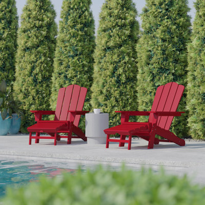 Ayleah Commercial All-Weather Plastic Adirondack Chair with Ottoman