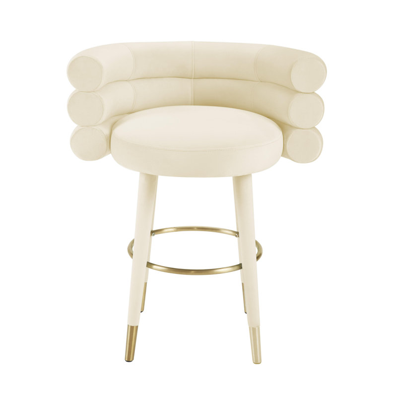 Velours crème Lowther Betty, Tabouret de comptoir (hauteur du siège 26,3 po)