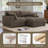 3 - Piece Upholstered Light Brown Faux Rabbit Fur Flannel Reversible Modular Sofa Living Room Sectional Couch with Ottoman-334492216