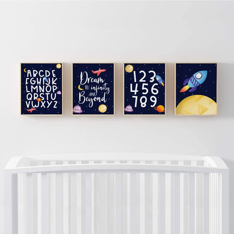 « astronaute star galaxy, rêve to infinity » et plus, numéro de l’alphabet, ensemble de 4 pièces imprimé sur papier Winsor